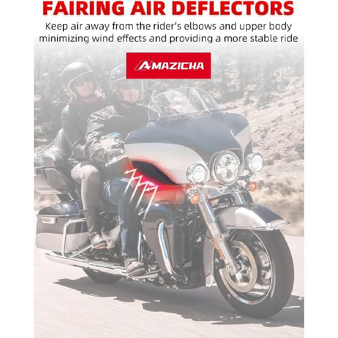 Amazicha Schwarze Verkleidungs-Luftabweiser Seitenflügel Windschutzscheiben-Seitenabdeckung Schild Kompatibel für Harley Davidson Street Glide Electra Glide Tri Glide