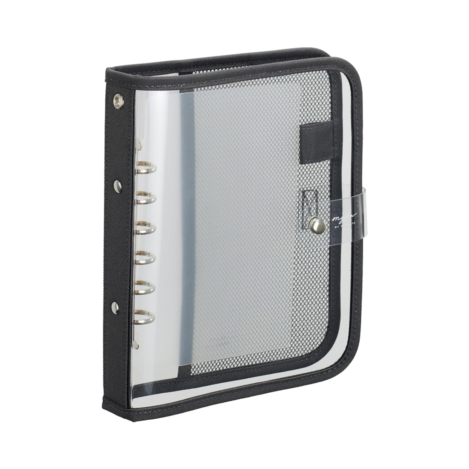 

LIHIT LAB myfa Oshikatsu Clear Mini Charcoal Binder, 6-Hole, Black, N3390-24