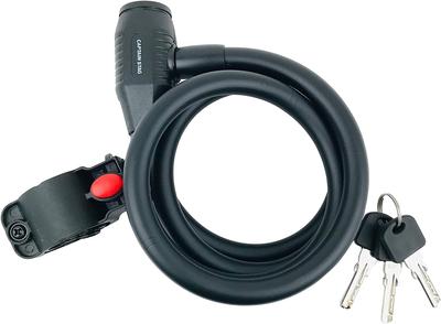Captain Stag Fahrradspiralkabel Dimpel 1200mm 12mm mit Halterung Mattes Schloss, Draht, Schlüssel, Lang, Durchmesser, Halter, Schwarz, Y-7863