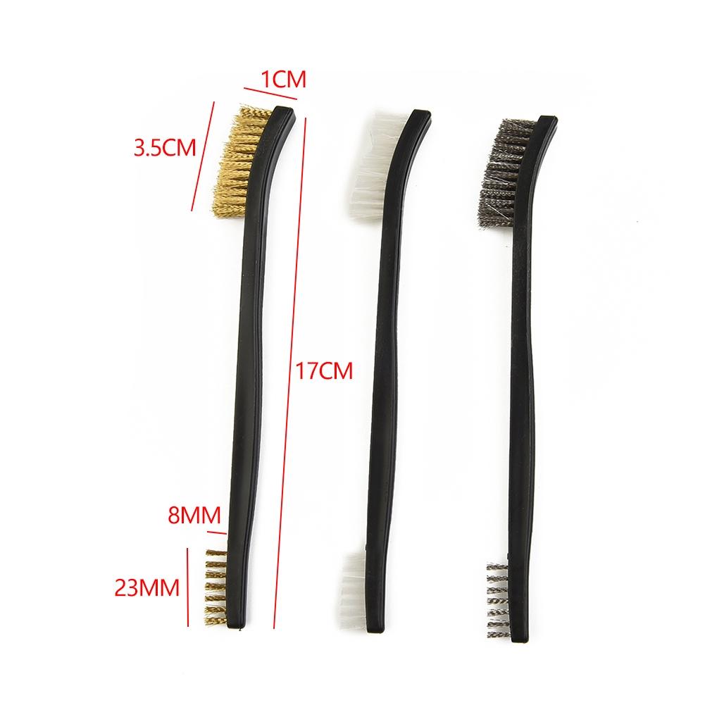 Workshop Wire Brush Tools Supplies 3pcs Set Nylon Brass Stainless Steel