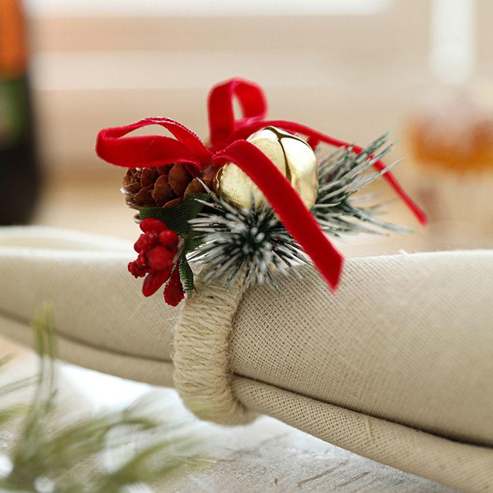 with Red Fruit Pinecone Christmas Bell Napkin Ring  Wedding Party Supplies