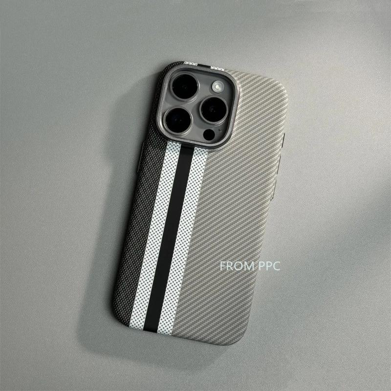Carbon Fibre for MagSafe Cover Case for iPhone 17 16 15 14 Pro Max Wireless Charging Magnetic Phone Shell Camera Ring Hard Coque