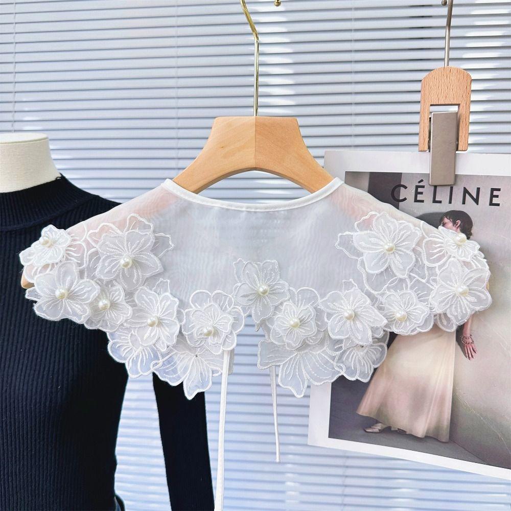 Organza Flower Fake Collar Exquisite Lace Neckline Shoulder Decoration Fake Collar Women/girls