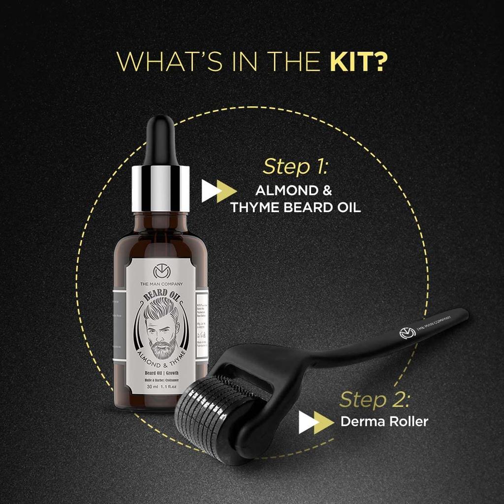 The Man Company Beard Booster Duo, Derma Roller + Beard Oil, Activates Hair Follicles, Accelerates Beard Growth, Fuller & Thicker Beard