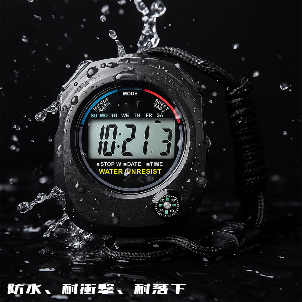 FUGSHIYI Digital Stopwatch for Compact and Ideal for and Sports, 0.01-second Increments, High-precision Timer, Waterproof, Portable, Refereeing,