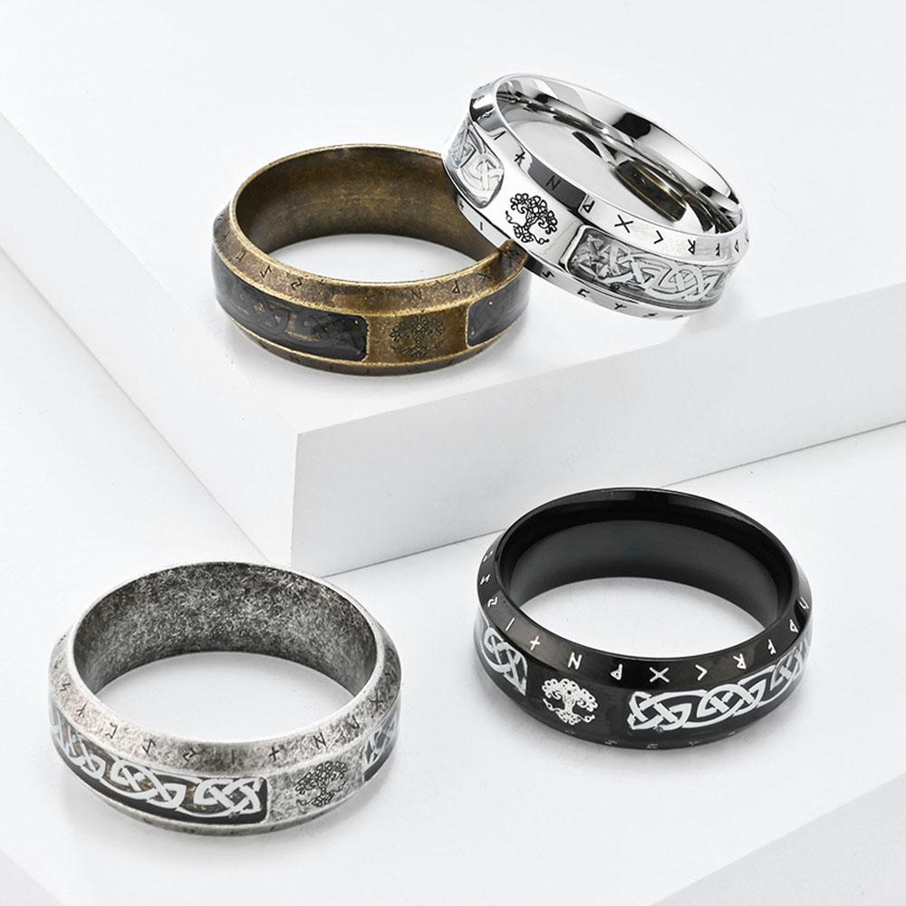 Vintage Nordic Stainless Steel Ring Rings Tree Of Life Eternal Knot Men And Women Hand Jewelry