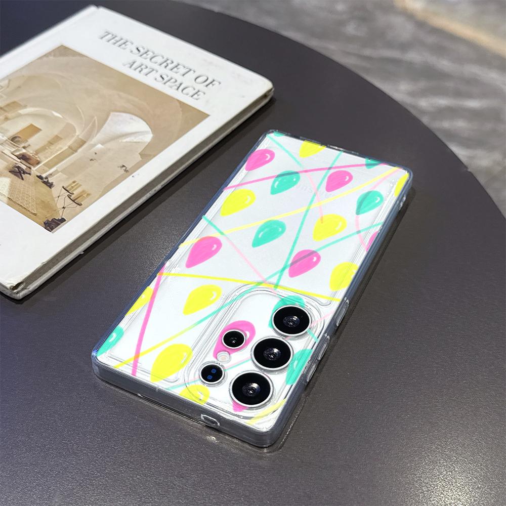 Colorful Raindrops and Lines Phone Case for Samsung Galaxy S26 S25 S24 S23 S22 S21 S20 FE Plus Lucency TPU Protection Cover