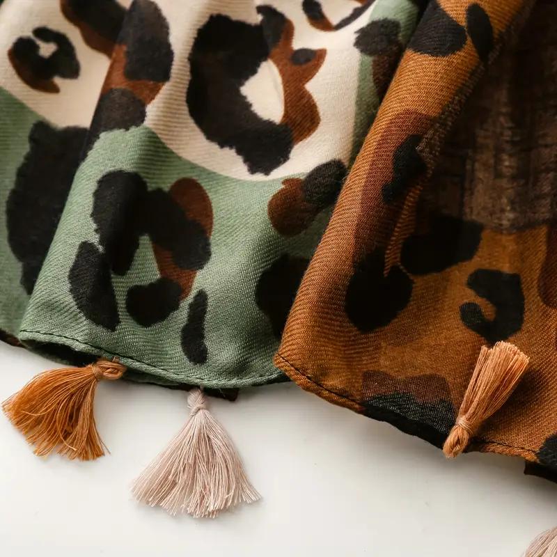 Koreanischer Leopardenmuster Brauner Schal – Langer Leichter Schal für Herbst & Winter