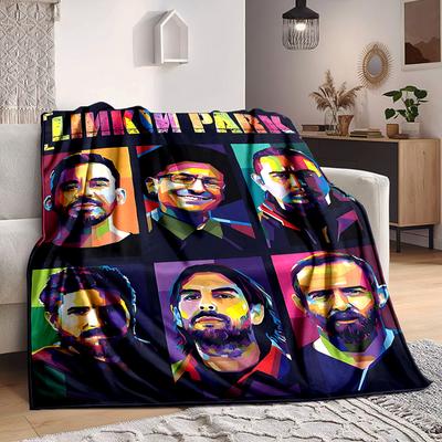 1pc Linkin Park Band Blanket Lightweight Flannel Blanket Throw Blanket For Sofa, Bed, Travel, Camping, Livingroom, Office, Couch