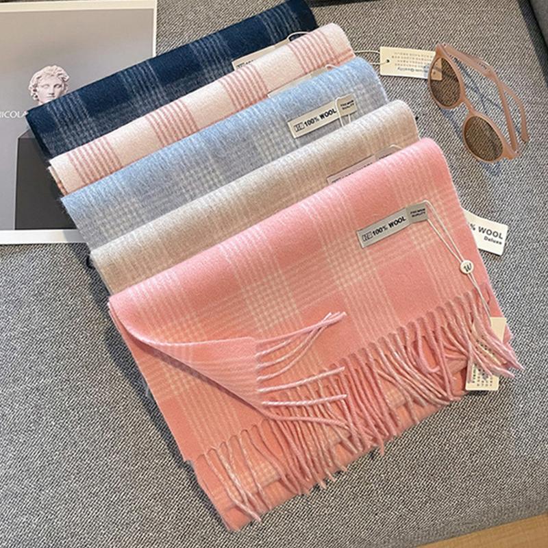 Wool Winter Scarf Women Plaid Scarves Adult Scarves For Ladies Wool Scarf Women Fashion Cold Proof Cashmere Poncho Wrap