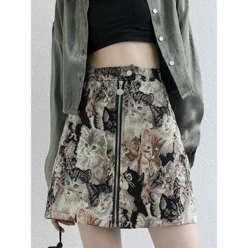 

A- line Skirt High Waist Printed Skirt A- Line Skirt High Waist Print Skirt photo color XL