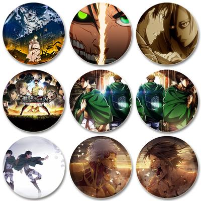 32/44/58mm Pines Anime de Venta Caliente Segundo Elemento Ataque a los Titanes Insignias de Hojalata Cosplay Anime Periférico Regalo