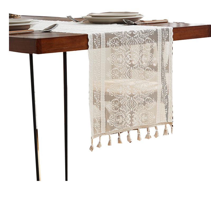 Retro Spitzen Quasten Tischläufer: Rustikale Baumwolle Waldserie für Kaffee- und Esstische