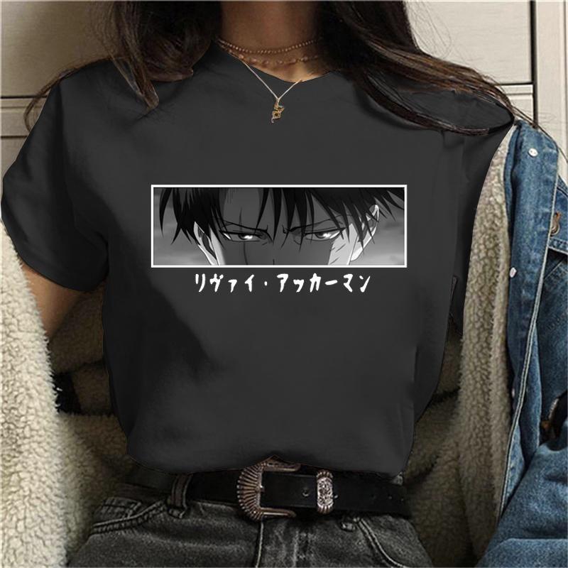 NEW Anime Levi Ackerman Print T Shirt Women Fashion Anime Crew Neck Short Sleeve Casual Loose Comfy Tees