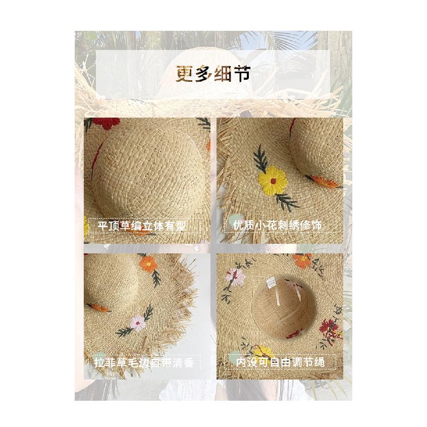 Hollowed-out Raffia Straw Hat for Women, New Seaside Beach Hat, Summer Large Brim Woven Sunshade Hat