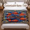 Fish Ocean Theme Soft Blanket Personalized Custom Name Text Print Warm Blanket Home Sofa Bedroom Decor