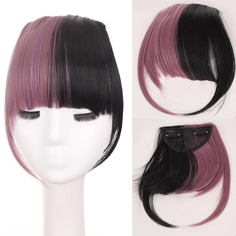 Synthetische Faser, zweifarbig, Fransen, Clip-in-Haarteile, Pony-Erweiterungen, Haar-Styling-Zubehör, Haarteile, Party und Alltag