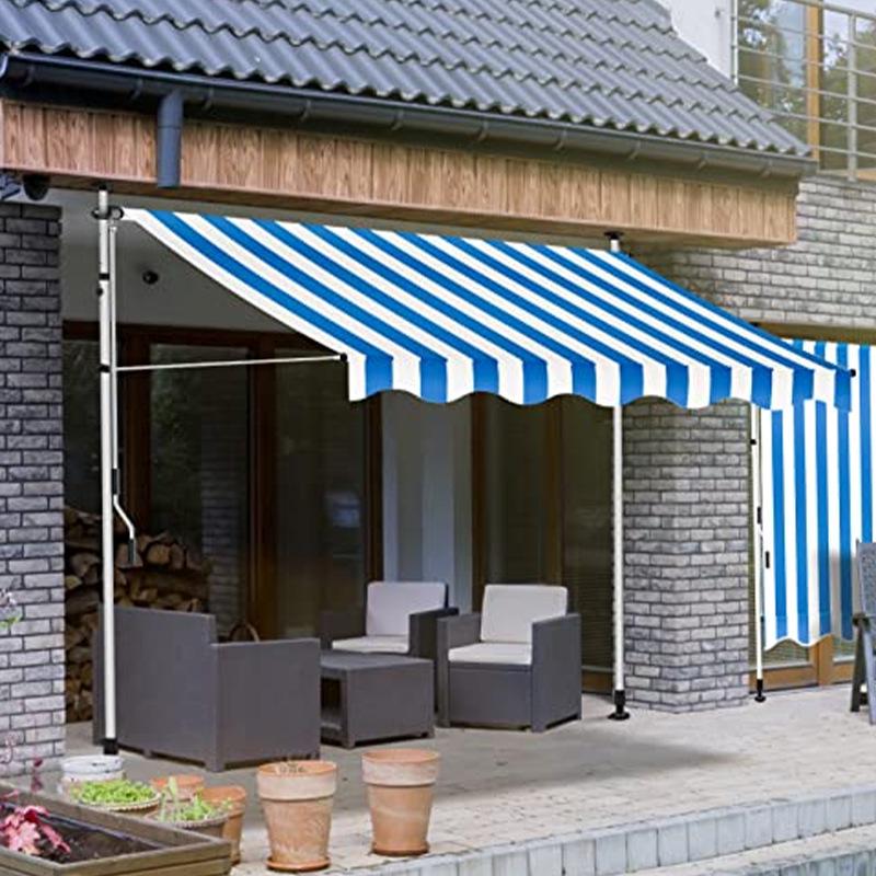 Folding Retractable No-Drill Sunshade: Hand-Crank Balcony & Shop Canopy