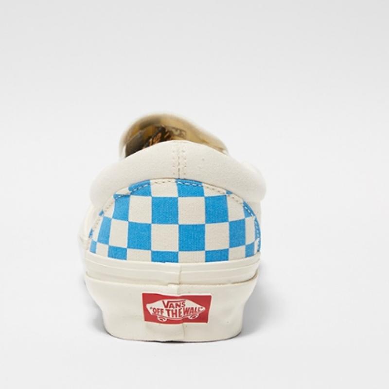 Vans Mte Slip On Issue 98   Checkerboard Cyan Blue Vn000cwa0h71
