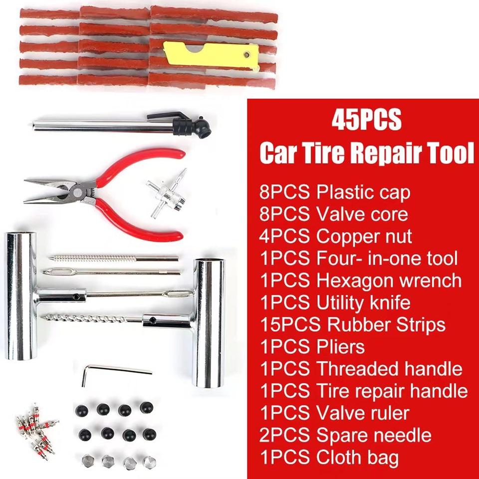 45-PCS Universal Tire Repair Kit – Your Ultimate On-the-Go Puncture Solution