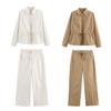 European & American Women's 2026 Autumn/Winter Fashion Jacket and Trousers Set with Adjustable Waist (S8873/74)