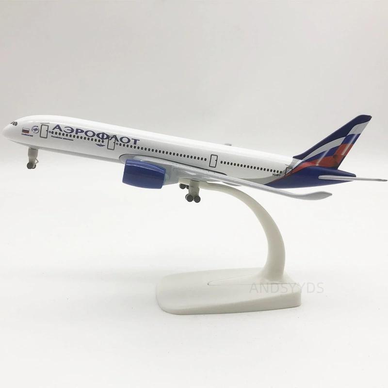 Aviation 20cm A350 Miniature Plane Air Russia Airlines Metal 1/400 Scale Aircraft Alloy Model Diecast Collectible Room Decor