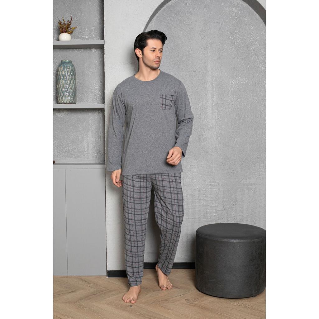 Meeste Coton Puuvillane Pikkade Varrukatega Pidžaamakomplekt Hooajaline Toode
