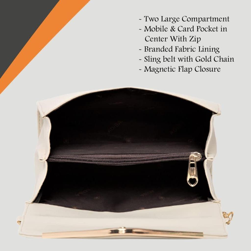 Women Girls V-flap Crossbody Sling Bag with Gold Chain