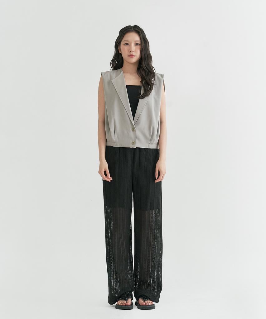 Peulleio Wide Fit Lace Pants _ Black