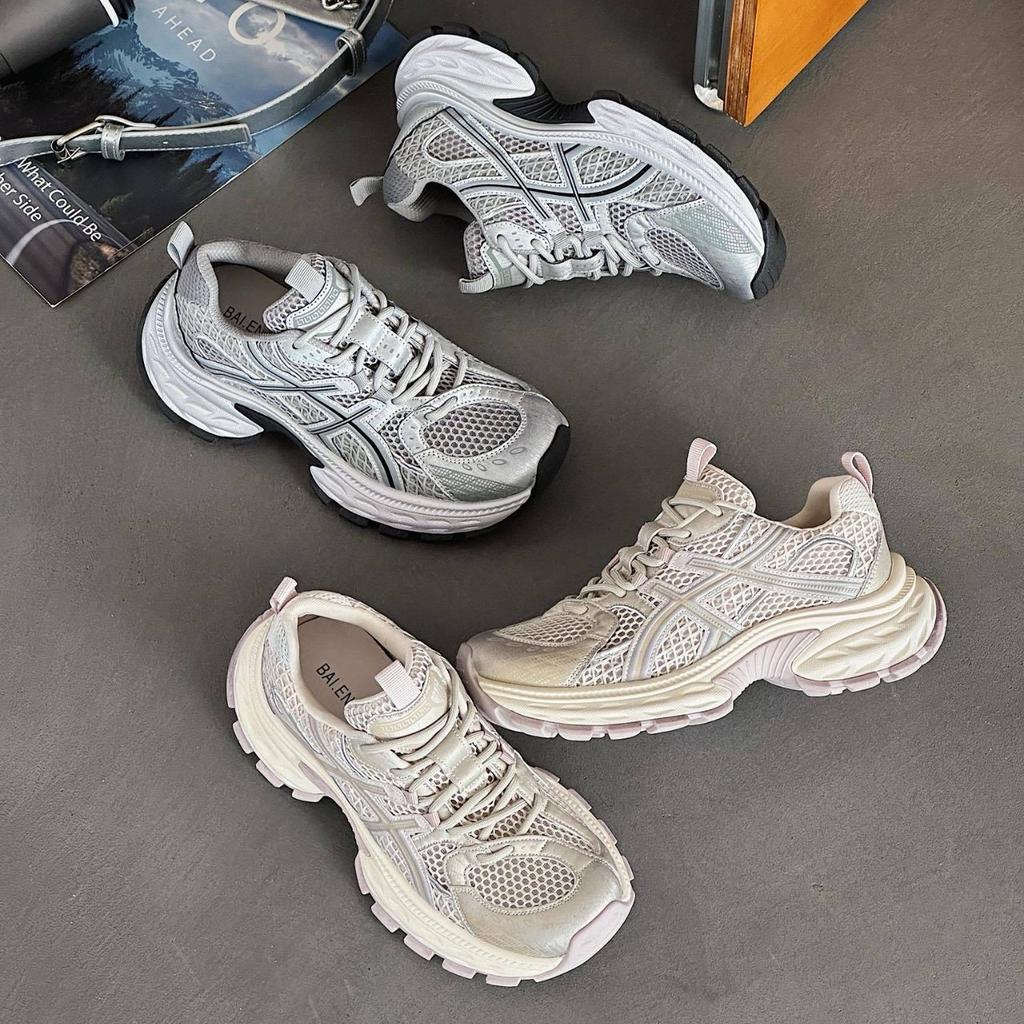 Mesh Breathable Dad Shoes Women's 2025 Autumn New Thick-soled Heightening Sports and Leisure Shoes Versatile Running Shoes Fashion