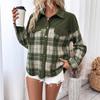 Women's Women's Long Sleeve Tops 2025 Winter New Style Plaid Color Block Shirt Jacket
