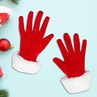 1 pár zimních vánočních rukavic Silný plyšový lem Protiskluzové elastické Udržování v teple Větruodolné proti větru Santa Claus Cosplay Performance Prop