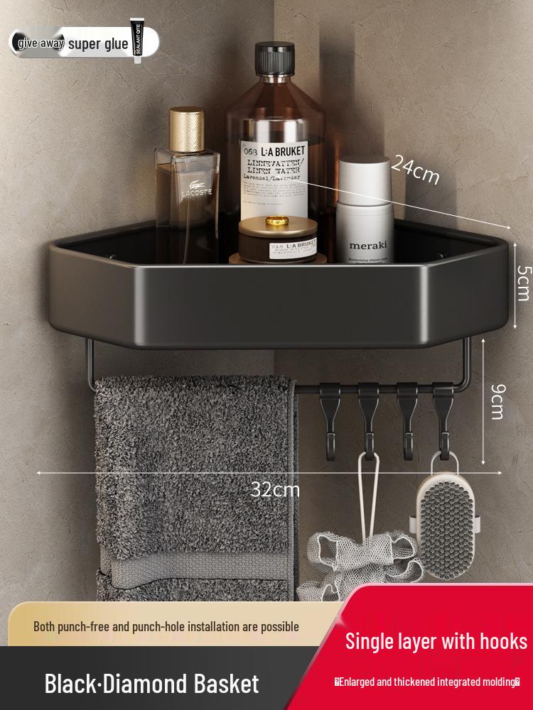 Punch-Free Bathroom Triangle Storage Shelf for Shower Essentials