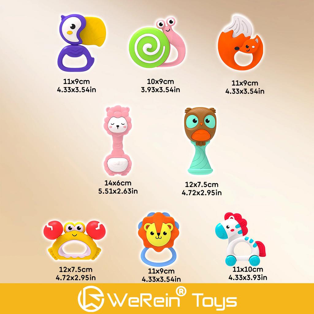 High-Quality Realistic Animal World Baby Hand Bell Cute Lifelike Design Infant Sensory Toys  Playsets