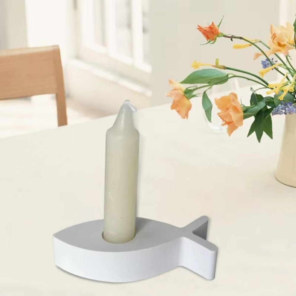 Handmade Fish Tea Lamp Silicone Mold Cartoon Fish Candlestick Holder Fish Candle Mold  Soaps Model