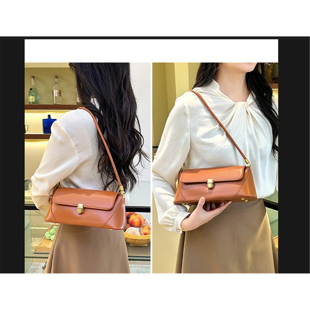 Textured Fashion Retro Baguette Underarm Bag Versatile Shoulder Messenger Bag Trendy