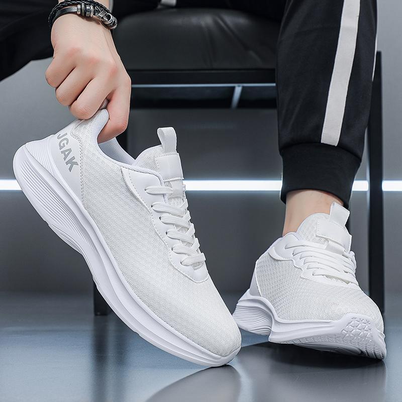 Trendy Brand Personalized Design Mesh Fabric Flying Weave Breathable Flat Low-top Lace-up Men's Casual Sports Shoes