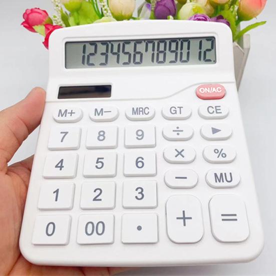 Mini Calculator Clear Screen Display Comfortable Buttons Non-breakable 12 Digits Display Ultra-thin Desktop Calculator Office Supply