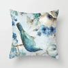Blue Flower and Bird Print Decorative Pillowcase Living Room Office Ornaments Home Pillowcase