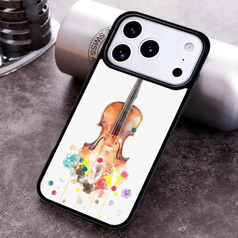 Musical Cello Violin Phone Case for iPhone 17 16 15 Pro Max Air 14 13 12 11 Plus Shockproof Capa Cover