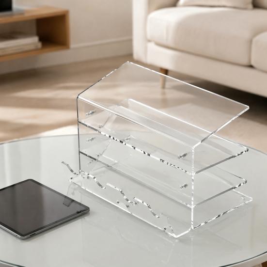 Computer Peripherals Organizer 3-Tier Keyboard Display Stand, Ergonomic Tilt Acrylic Storage Organizer, Shelf Space Saving Holder for Mechanical