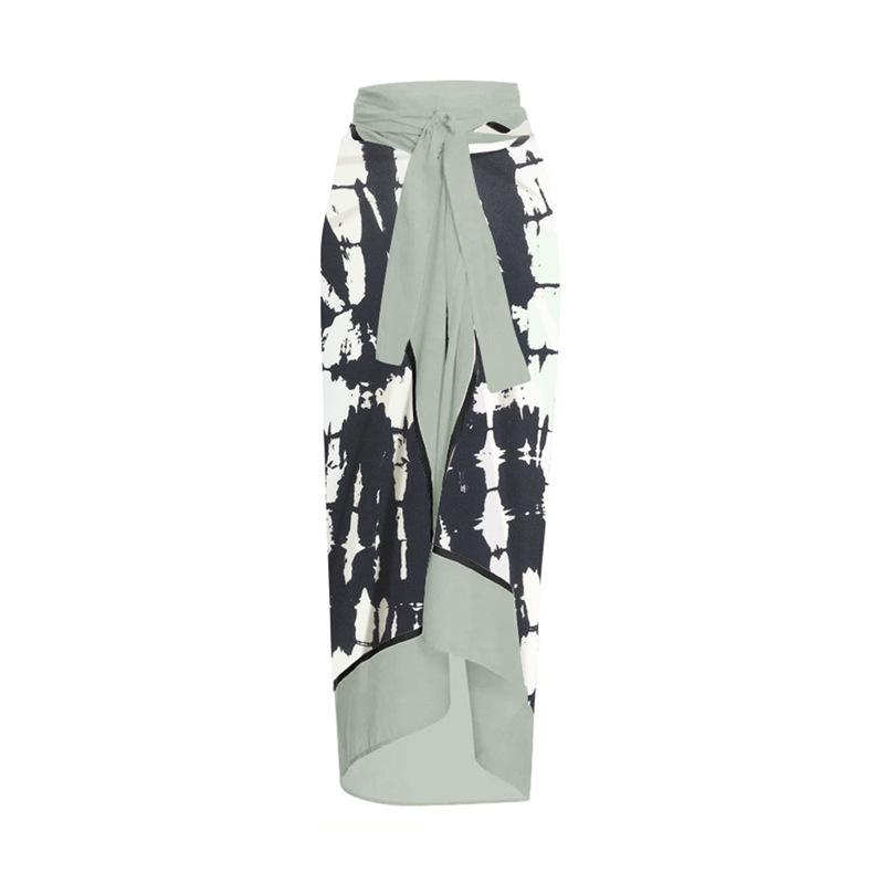 

Holiday Print Midi Skirt & Tie-up Beach Dress for Women - European and American Style One Size різнокольоровий