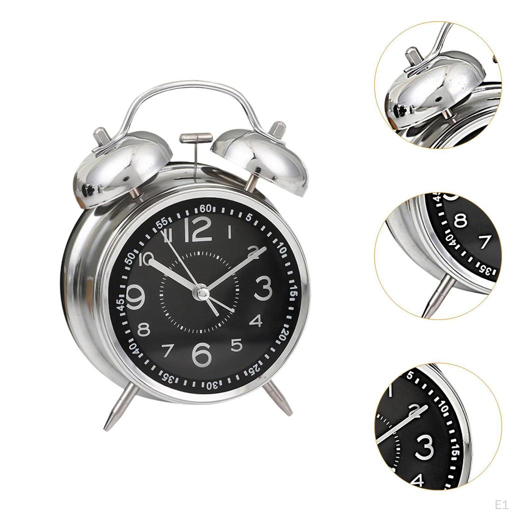 Analog Alarm Clock Desk Home Gift Hotel Luminous Dial Silent Non Ticking for Heavy Sleepers