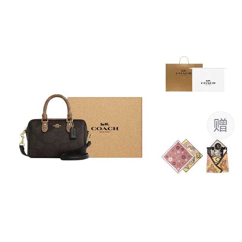 Coach Rowan Signature Coated Canvas Shoulder Bag, Crossbody Bag, Handbag Small Women's Tan CAB16-IMXI8