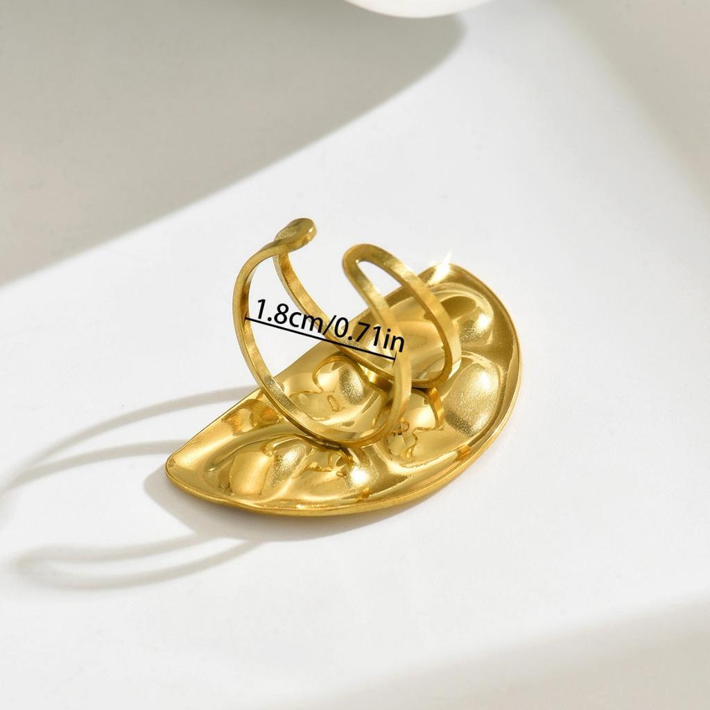 TEMU Loves New Women's Jewelry Geometric Pleated Design Versatile Open Ring Light Luxury Ring