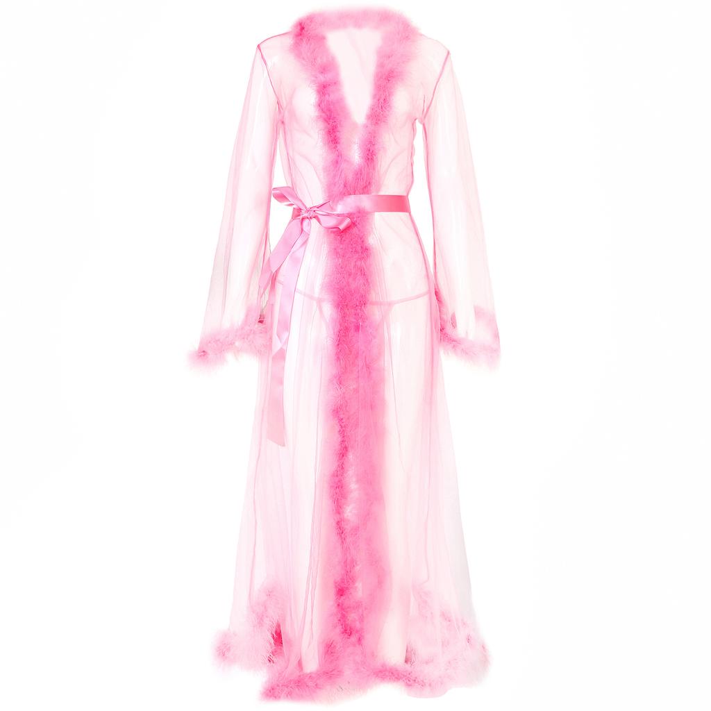 Women's sexy nightgown, women's sexy lingerie, see-through mesh dress, fluffy sexy dress