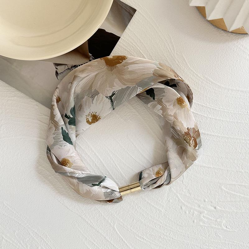 

Шелковый шарф высококлассный новый головной платок повязка на голову простой универсальный защита шеи декоративный шарф магнитная застежка шелковый шарф