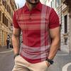 Men's Short Sleeved Polo Shirt with Colorful 3D Color Block Printing, Summer Casual Lapel Short Sleeved Street Top