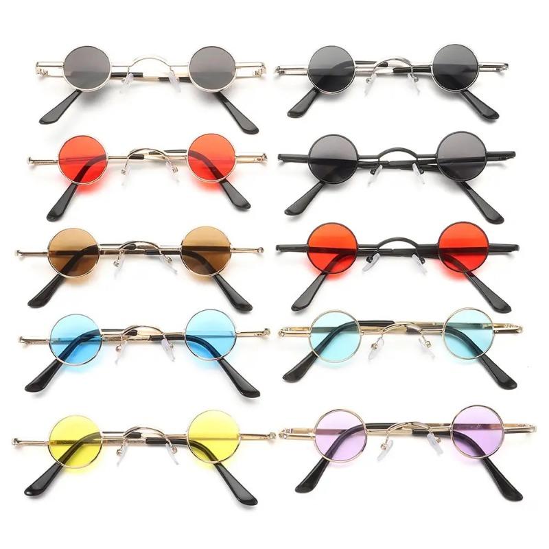 Small Round Rock Punk Sunglasses For Women Men Ultra Metal Frame Hip Hop Sun Glasses Candy Color Fashion Shades Driving Eyewear