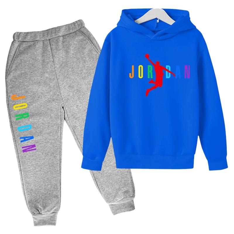 2-13 Anni Bambini e Bambine Abbigliamento Semplice Autunno Primavera 2 Pezzi Felpa+Pantaloni Stampa Lettere Tute Bambini Casual Set